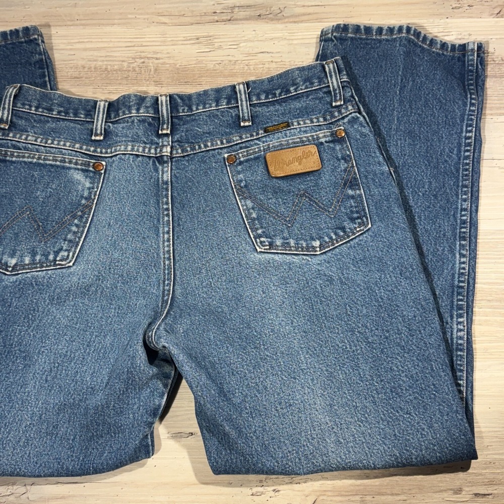 Vintage Wrangler Jeans Men 36x30 Blue Cowboy Cut Denim Western Mexico USA Fabric